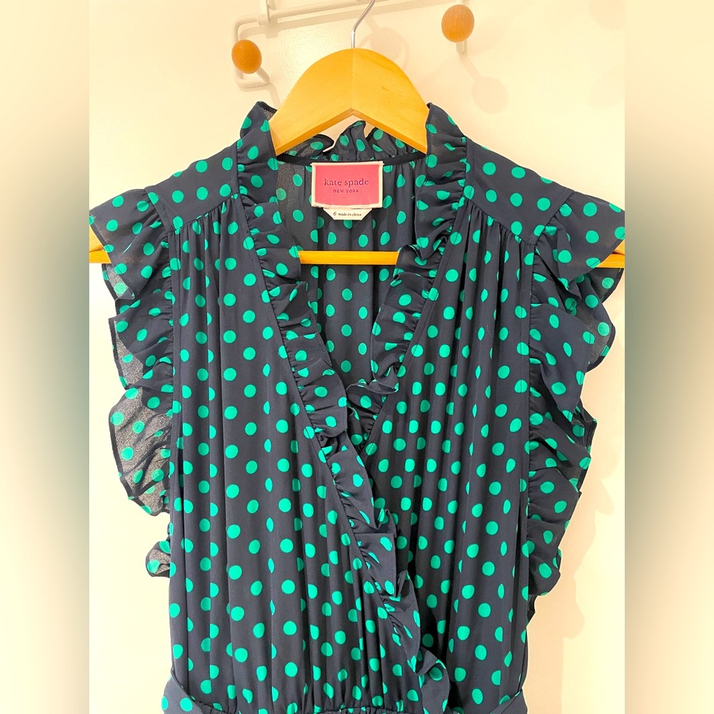 Kate Spade Polka Dot Ruffle Midi Dress – Playful Elegance Meets Timeless Style